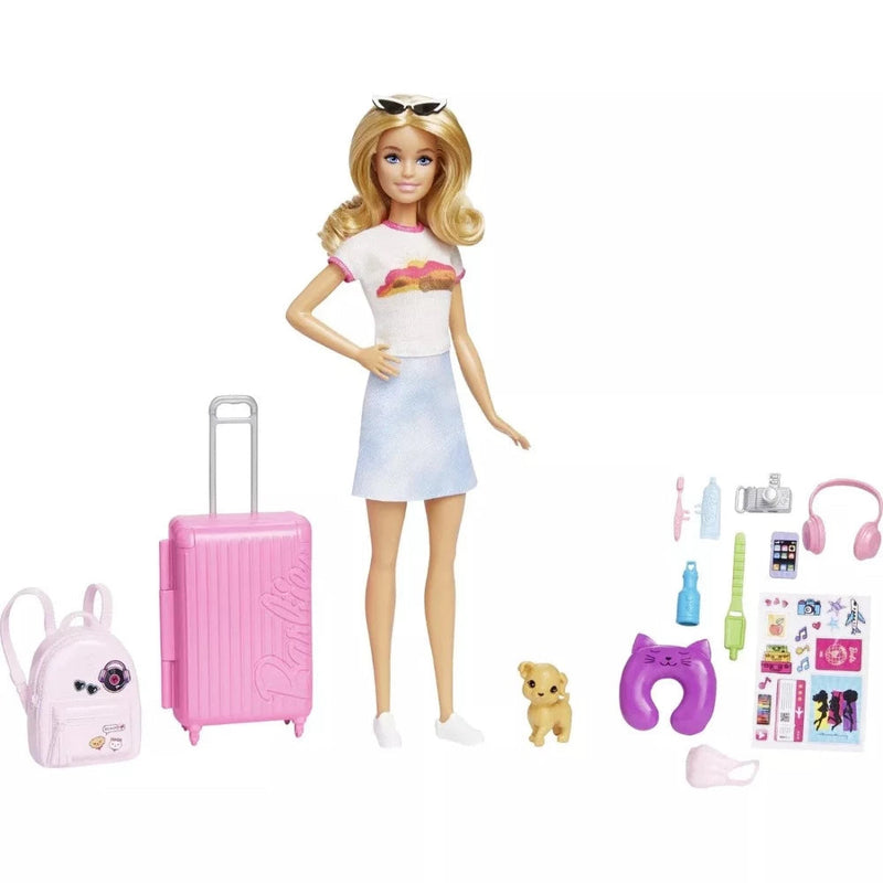 Barbie Doll and Accessories Travel Set With Puppy