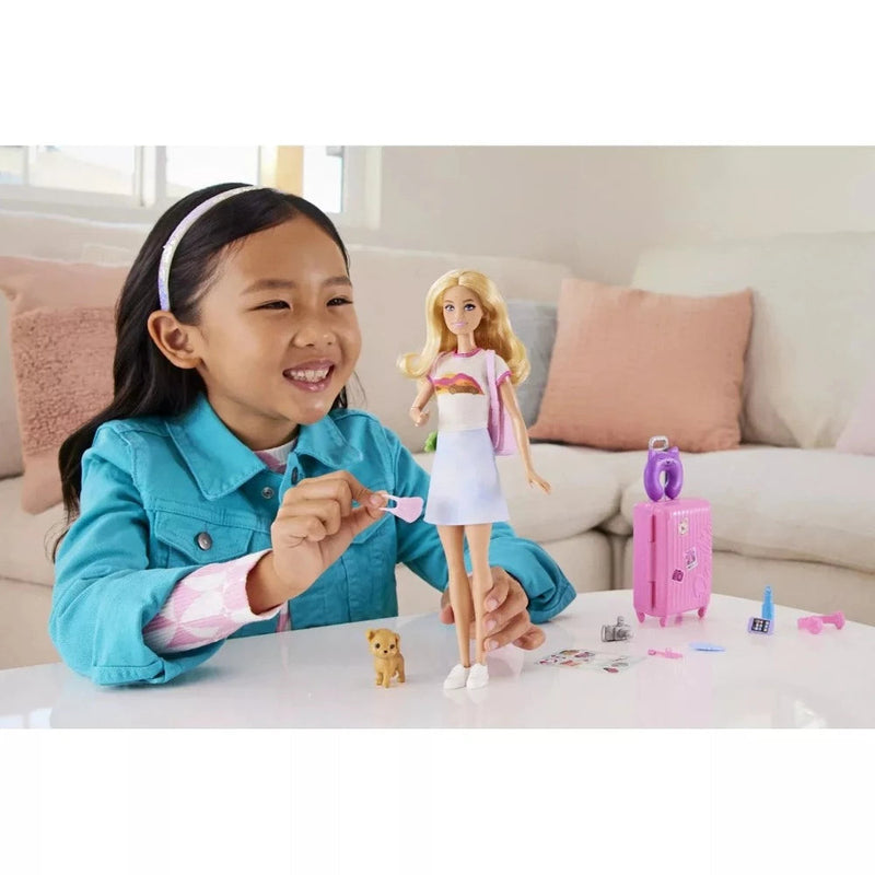 Barbie Doll and Accessories Travel Set With Puppy