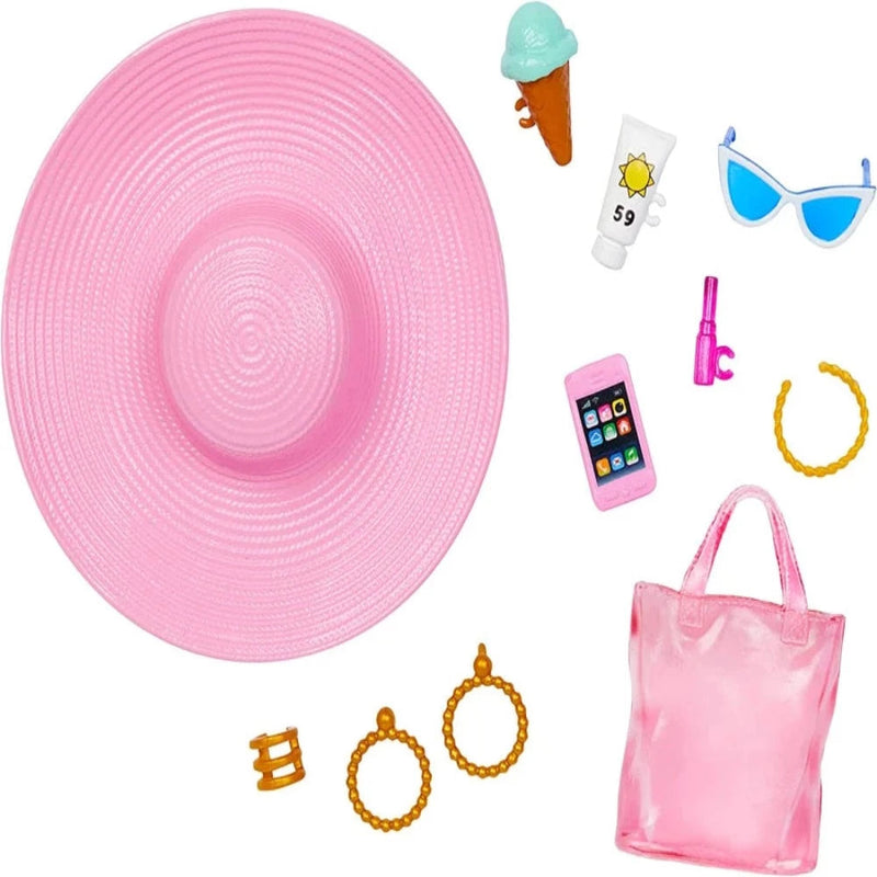 Barbie Doll With Swimsuit And Beach-themed Accessories
