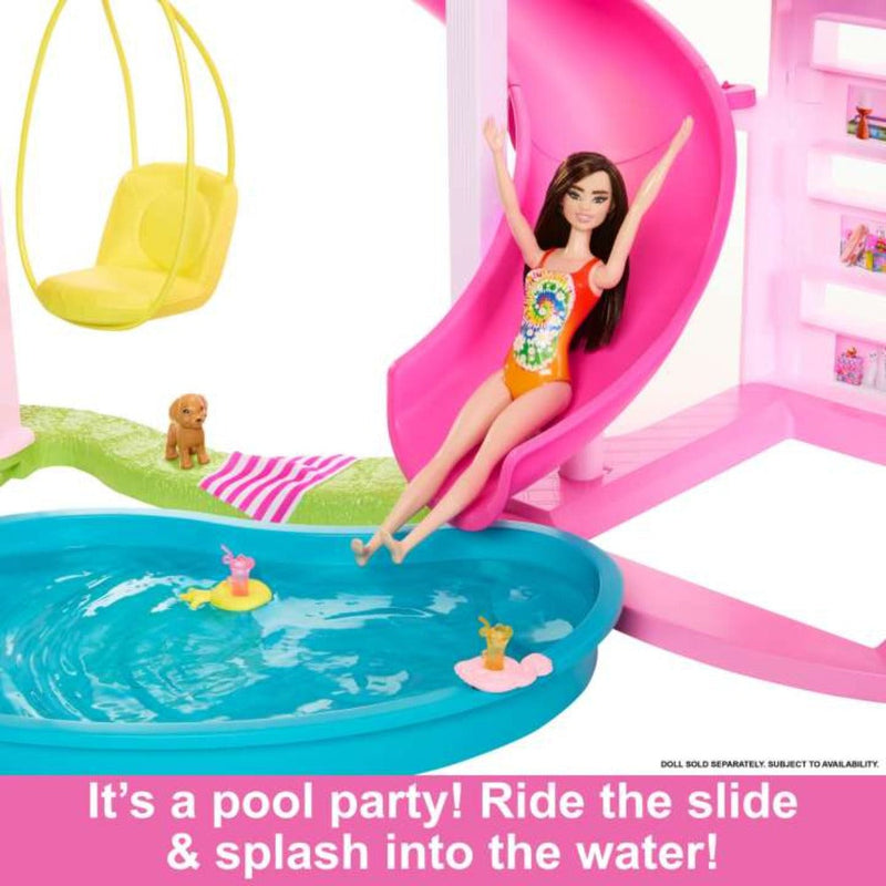 Barbie Dreamhouse , 75+ Pieces, Pool Party Doll House With 3 Story Slide
