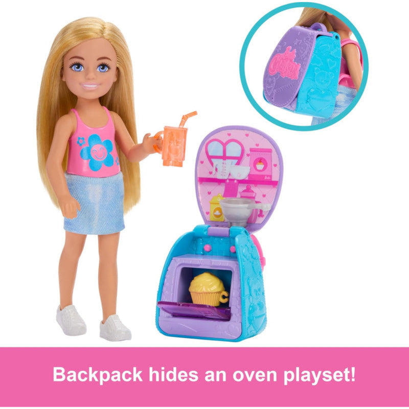 Barbie Family & Friends Chelsea Cupcake Baking Backpack Chelsea Doll And Accessories