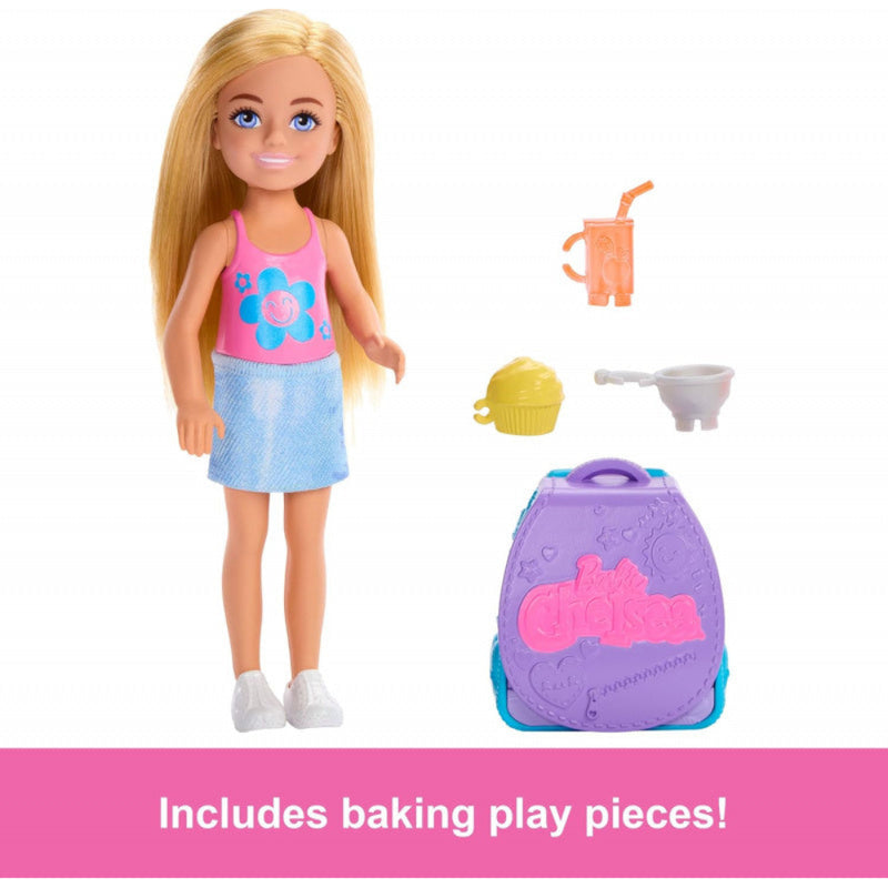 Barbie Family & Friends Chelsea Cupcake Baking Backpack Chelsea Doll And Accessories