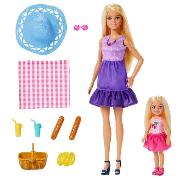 Barbie Family & Friends Dolls & Accessories, Picnic-Themed Playset With 2 Dolls & 9 Pieces-Dolls-Barbie-Toycra