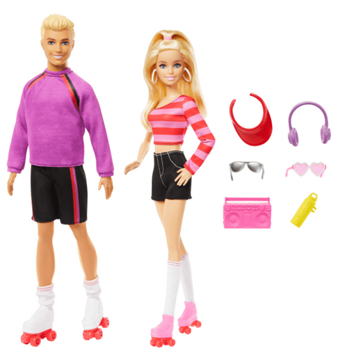Barbie Fashionistas 2 Doll & 6 Accessories Set, Roller-Skating Theme, 65th Anniversary-Dolls-Barbie-Toycra