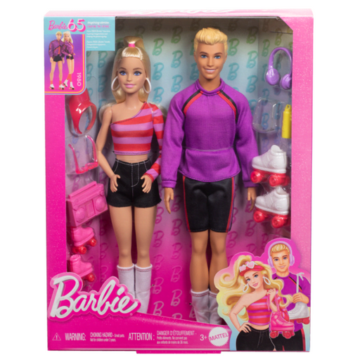 Barbie Fashionistas 2 Doll & 6 Accessories Set, Roller-Skating Theme, 65th Anniversary-Dolls-Barbie-Toycra