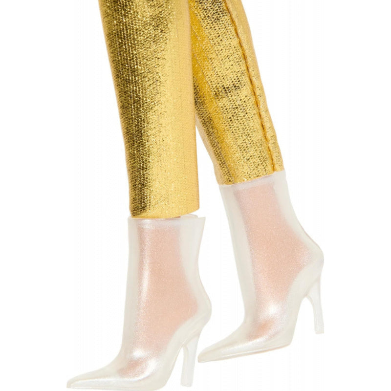 Barbie Fashionistas Doll #222, Petite With Blonde Wavy Hair, Golden Jumpsuit, 65th Anniversary