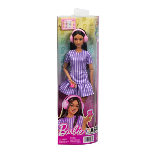 Barbie Fashionistas Doll #245 in Purple Striped Dress, Autistic Barbie Toycra Barbie Fashionistas Doll #245 in Purple Striped Dress, Autistic Barbie Toycra