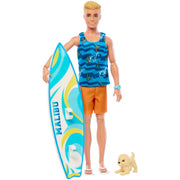 Barbie Ken Doll With Surfboard, Poseable Blonde Barbie Ken Beach Doll