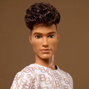 Barbie Ken Model 10 With Brunette Hair In Shirt & Shorts With Matching Print Collectible Doll