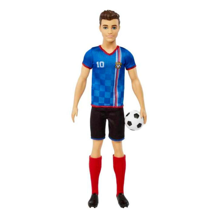 Barbie Ken Soccer Doll, Cropped Hair, #10 Uniform, Soccer Ball, Cleats, Socks-Dolls-Mattel-Toycra