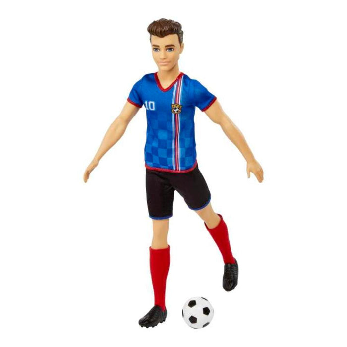 Barbie Ken Soccer Doll, Cropped Hair, #10 Uniform, Soccer Ball, Cleats, Socks-Dolls-Mattel-Toycra