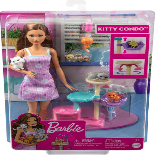 Barbie® Kitty Condo™ Doll and Pets Playset Doll (Brunette)-Dolls-Mattel-Toycra
