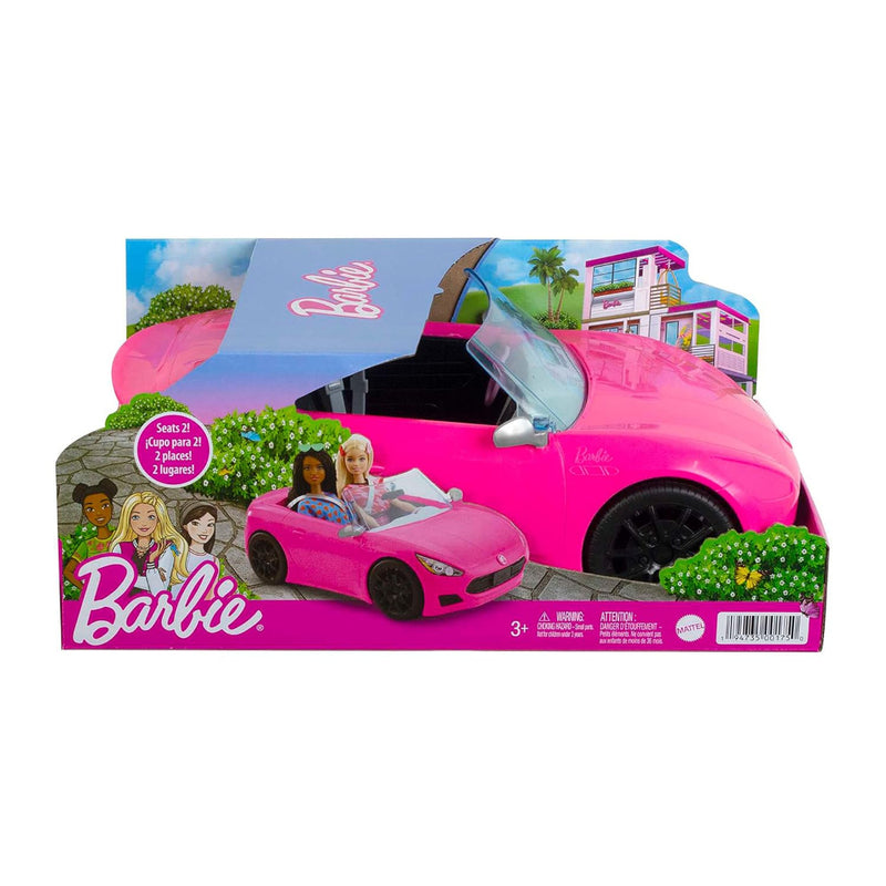 Barbie Pink Convertible 2-Seater Vehicle With Rolling Wheels