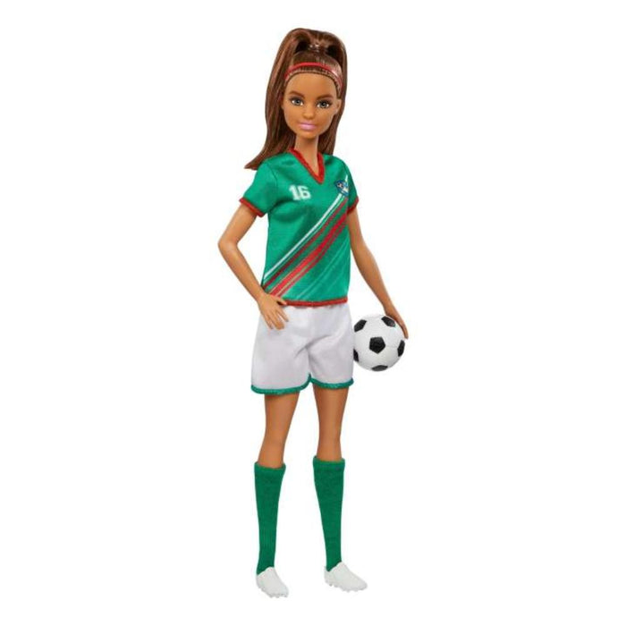 Barbie Soccer Doll, Brunette, #16 Uniform, Soccer Ball, Cleats, Socks-Dolls-Barbie-Toycra