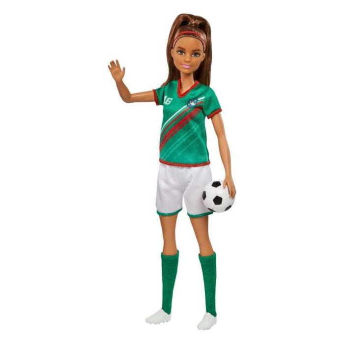 Barbie Soccer Doll, Brunette, #16 Uniform, Soccer Ball, Cleats, Socks-Dolls-Barbie-Toycra