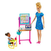 Barbie Teacher Doll (Blonde), Toddler Doll (Brunette), Accessories