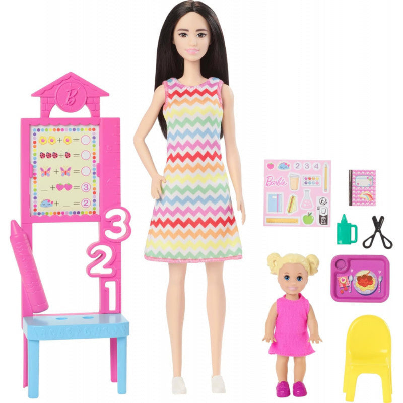 Barbie Teacher Doll With Blonde Fashion Doll, 1 Toddler Doll, & Teaching Accessories