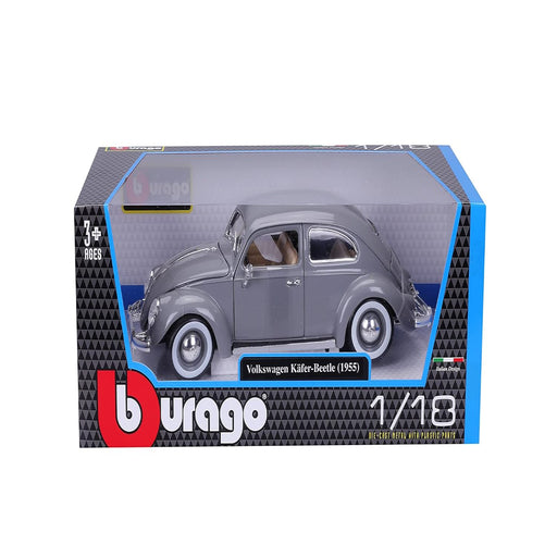 Bburago 1/18 1955 Grey VW KAFER BEETLE Collectible Models-Vehicles-Bburago-Toycra