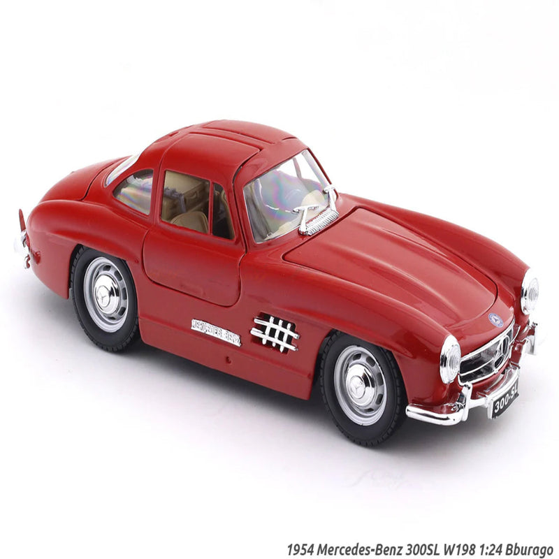 Bburago 1954 Mercedes-Benz 300SL Red with Acrylic Case 1:24 Bburago Licensed Diecast Scale Model Car Collectible
