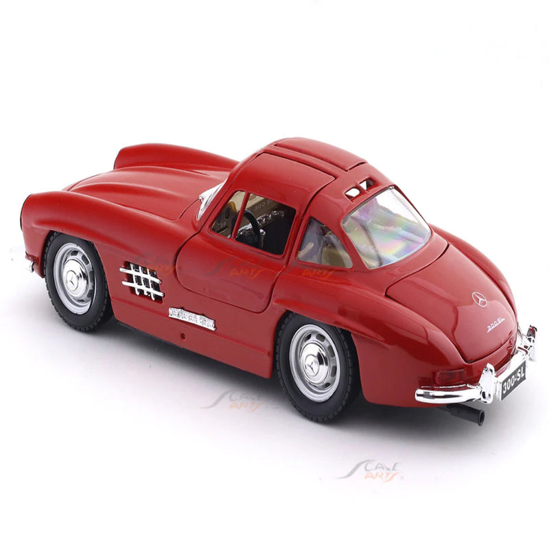 Bburago 1954 Mercedes-Benz 300SL Red with Acrylic Case 1:24 Bburago Licensed Diecast Scale Model Car Collectible
