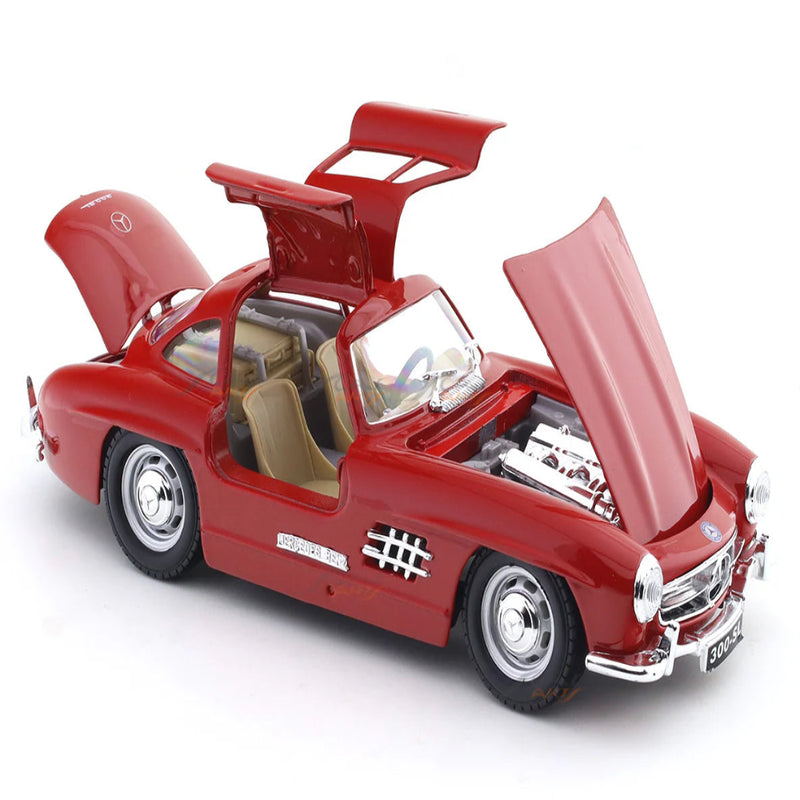 Bburago 1954 Mercedes-Benz 300SL Red with Acrylic Case 1:24 Bburago Licensed Diecast Scale Model Car Collectible