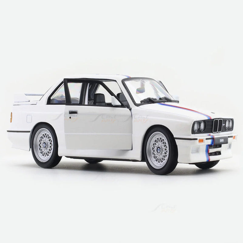 Bburago 1988 BMW 3 Series M3 E30 White 1:24 Bburago with Acrylic Case Licensed Diecast Scale Model Car Collectible
