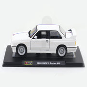 Bburago 1988 BMW 3 Series M3 E30 White 1:24 Bburago with Acrylic Case Licensed Diecast Scale Model Car Collectible