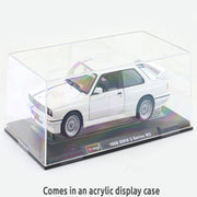 Bburago 1988 BMW 3 Series M3 E30 White 1:24 Bburago with Acrylic Case Licensed Diecast Scale Model Car Collectible