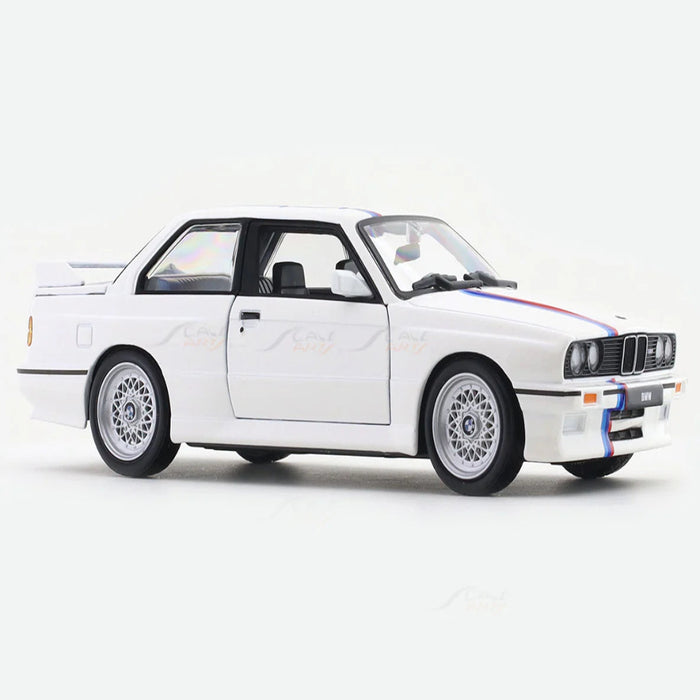 Bburago 1988 BMW 3 Series M3 E30 White 1:24 Bburago with Acrylic Case Licensed Diecast Scale Model Car Collectible-Vehicles-Bburago-Toycra