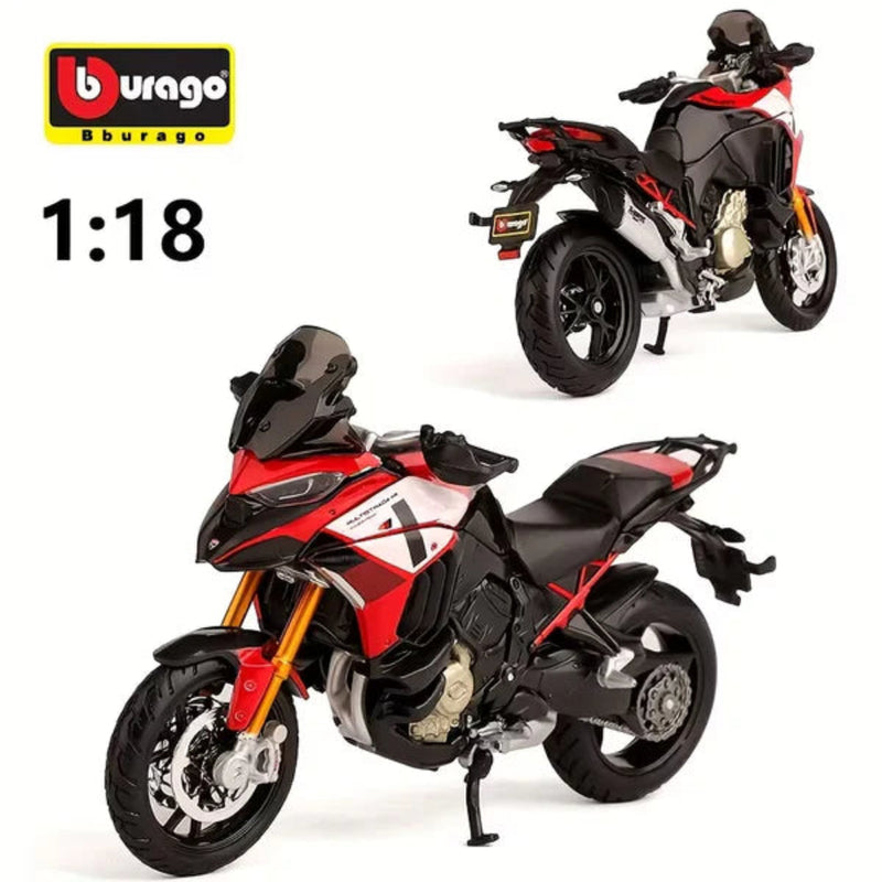 Bburago 2022 Ducati Multistrada V4 1:18 Bburago Licensed Diecast Scale Model Bike Collectible