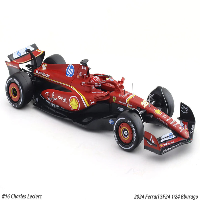 Bburago 2024 Ferrari SF24 #16 Clarles Leclerc 1:24 Bburago licensed Formula 1 diecast scale model car