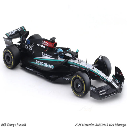 Bburago 2024 Mercedes-AMG W15 #63 George Russell 1:24 Bburago licensed Formula 1 diecast scale model car-Vehicles-Bburago-Toycra