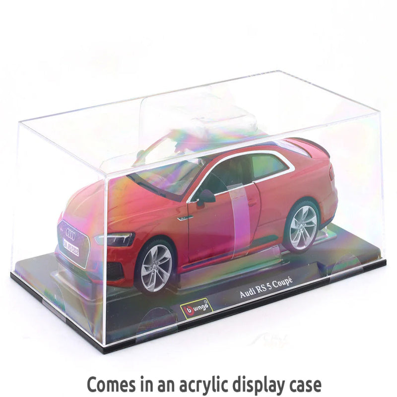 Bburago Audi RS 5 Coupe Red 1:24 Bburago with Acrylic Case Licensed Diecast Scale Model Car Collectible