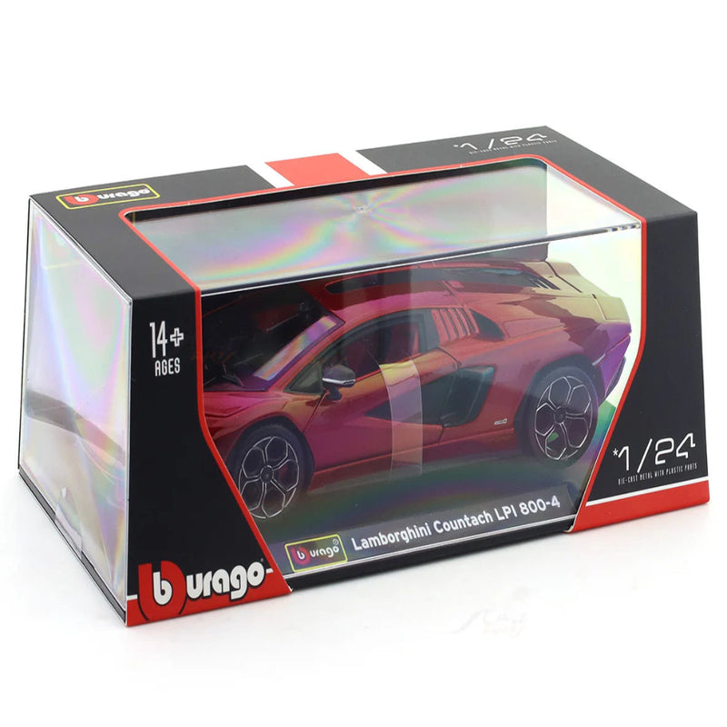 Bburago Lamborghini Countach LPI 800-4 red 1:24 Bburago with Acrylic Case Licensed Diecast Scale Model Car Collectible
