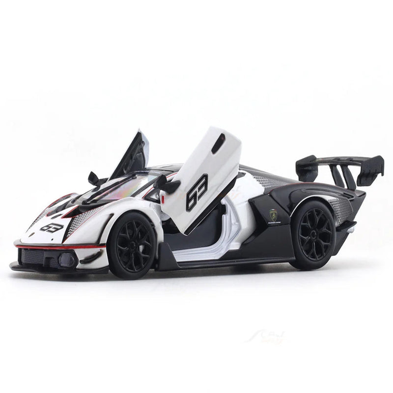 Bburago Lamborghini Essenza SCV12 White 1:24 Bburago with Acrylic Case Licensed Diecast Scale Model Car Collectible