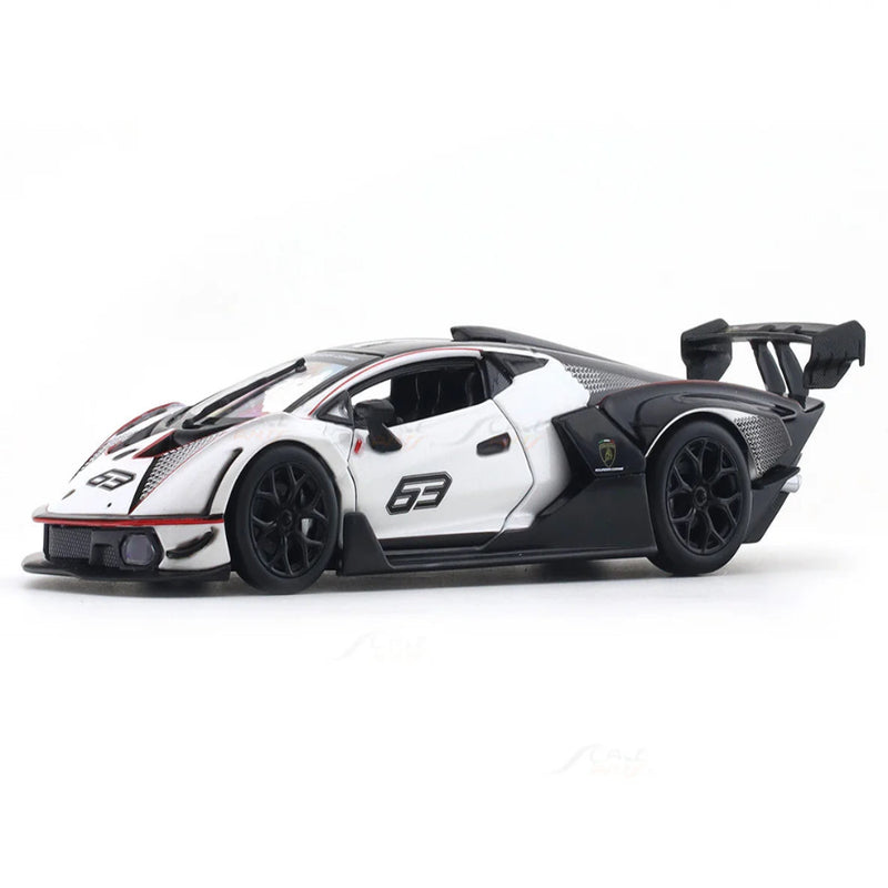 Bburago Lamborghini Essenza SCV12 White 1:24 Bburago with Acrylic Case Licensed Diecast Scale Model Car Collectible