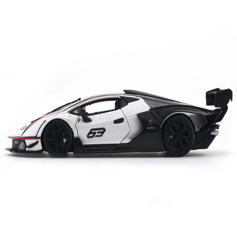Bburago Lamborghini Essenza SCV12 White 1:24 Bburago with Acrylic Case Licensed Diecast Scale Model Car Collectible