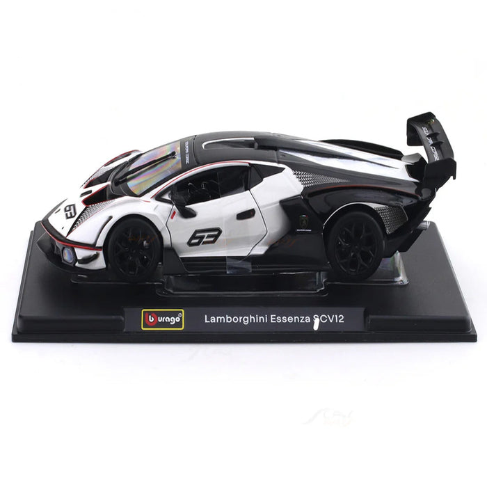 Bburago Lamborghini Essenza SCV12 White 1:24 Bburago with Acrylic Case Licensed Diecast Scale Model Car Collectible-Vehicles-Bburago-Toycra