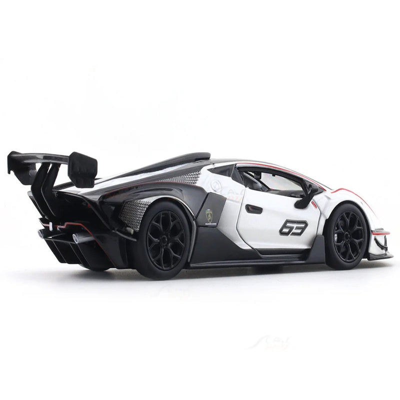 Bburago Lamborghini Essenza SCV12 White 1:24 Bburago with Acrylic Case Licensed Diecast Scale Model Car Collectible
