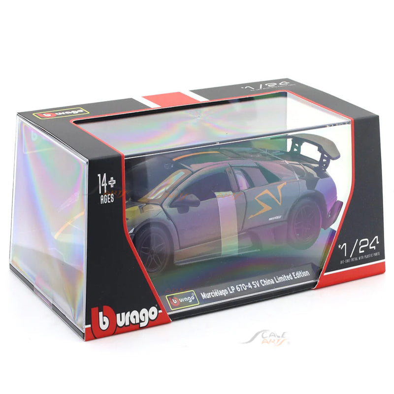 Bburago Lamborghini Murcielago LP670-4 SV China Edition with Acrylic Case 1:24 Bburago Licensed Diecast Scale Model Car Collectible