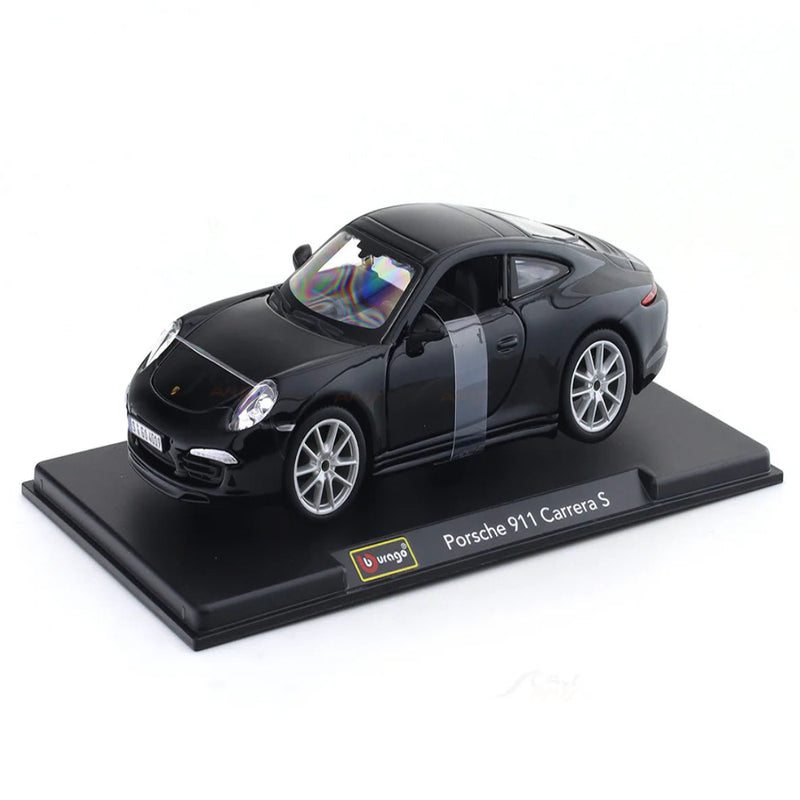 Bburago Porsche 911 Carrera S- Black 1:24 Bburago with Acrylic Case Licensed Diecast Scale Model Car Collectible