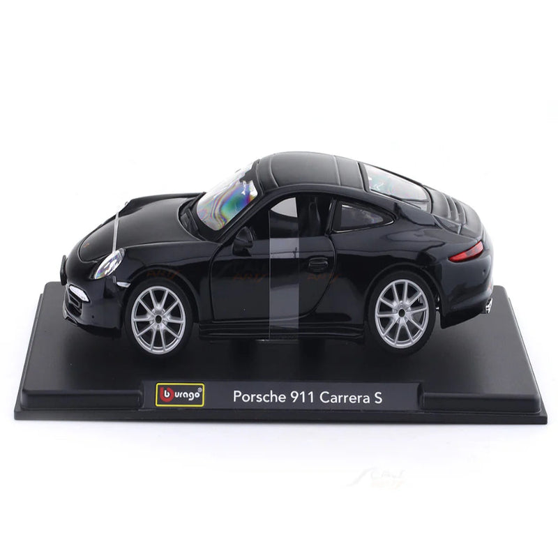Bburago Porsche 911 Carrera S- Black 1:24 Bburago with Acrylic Case Licensed Diecast Scale Model Car Collectible