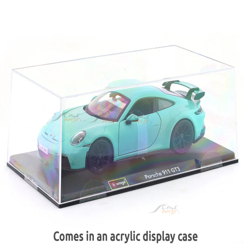 Bburago Porsche 911 GT3 Green with Acrylic Case 1:24 Bburago Licensed Diecast Model car