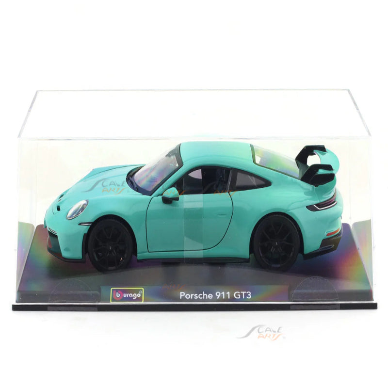 Bburago Porsche 911 GT3 Green with Acrylic Case 1:24 Bburago Licensed Diecast Model car