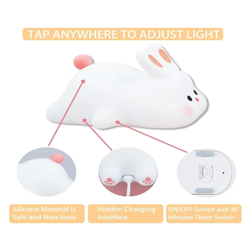 Big Face Silicone Squishy Rabbit Night Light