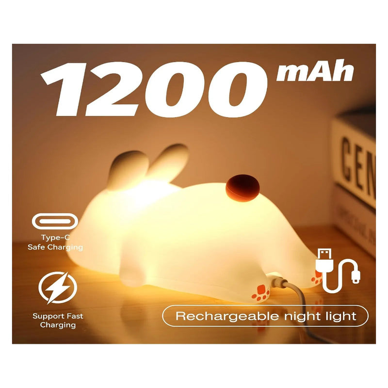 Big Face Silicone Squishy Rabbit Night Light