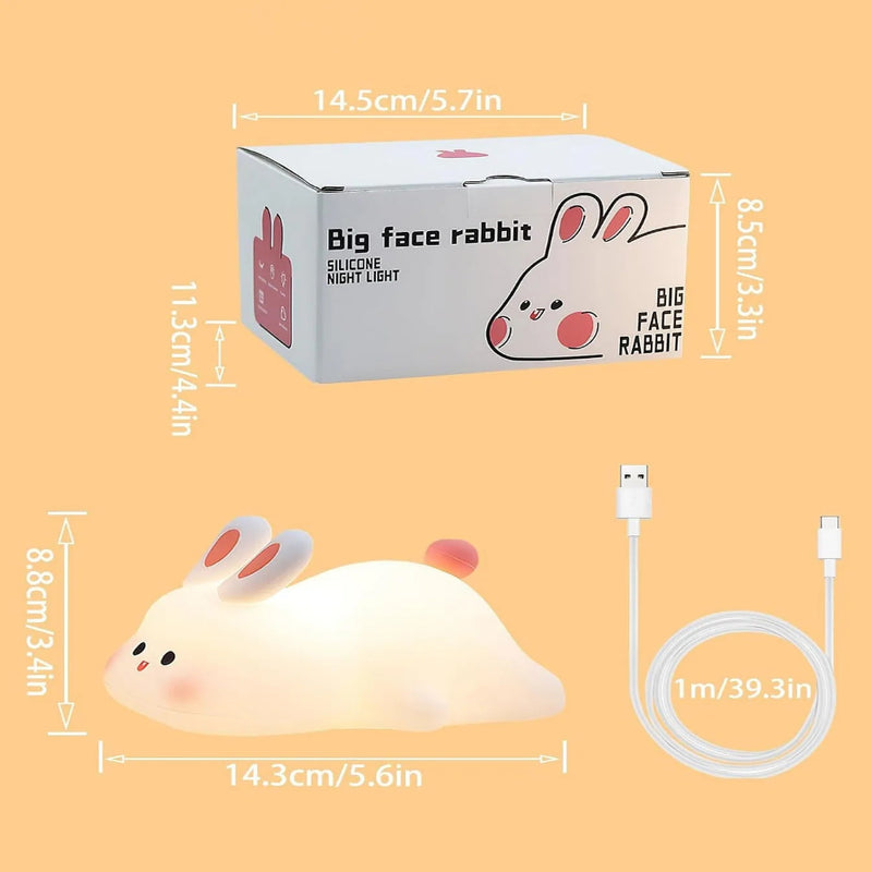 Big Face Silicone Squishy Rabbit Night Light