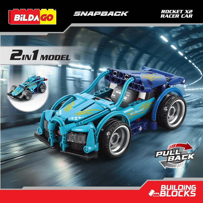 Bildago-Snapback Rocket X2 Pull Back Racer Car(204 pcs)