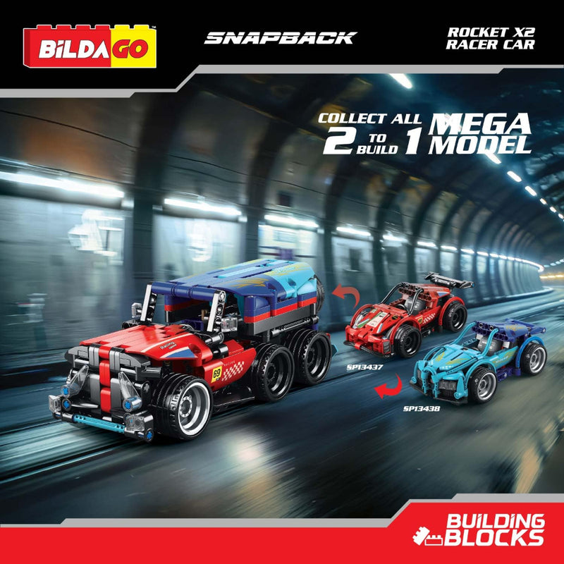 Bildago-Snapback Rocket X2 Pull Back Racer Car(204 pcs)