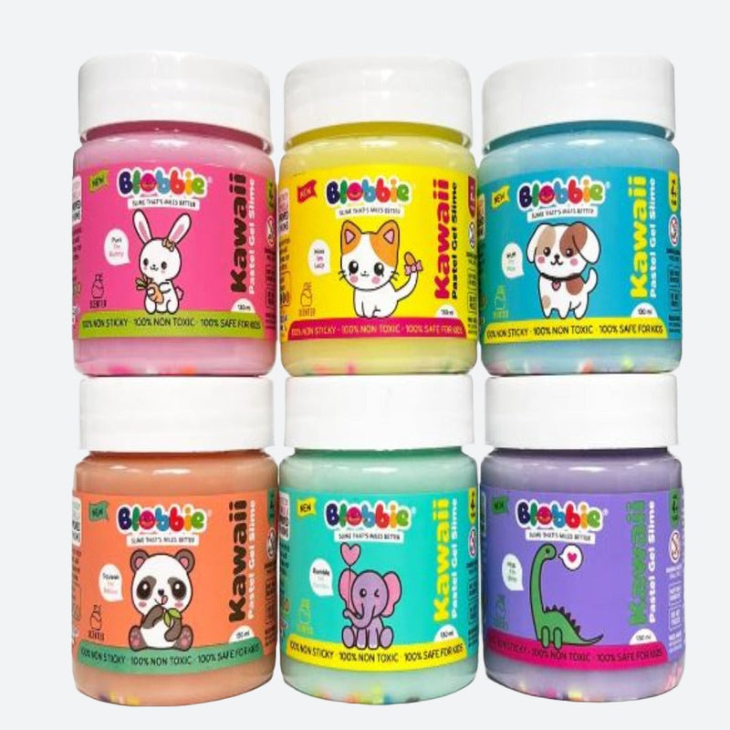 Blobbie Kawaii Pastel Gel Slime - Pack of 6